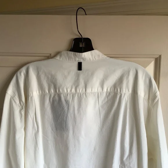 Rag & Bone Landen Poplin Band Collar Long Sleeve Button Down Shirt Ivory SZ M - Picture 9 of 16